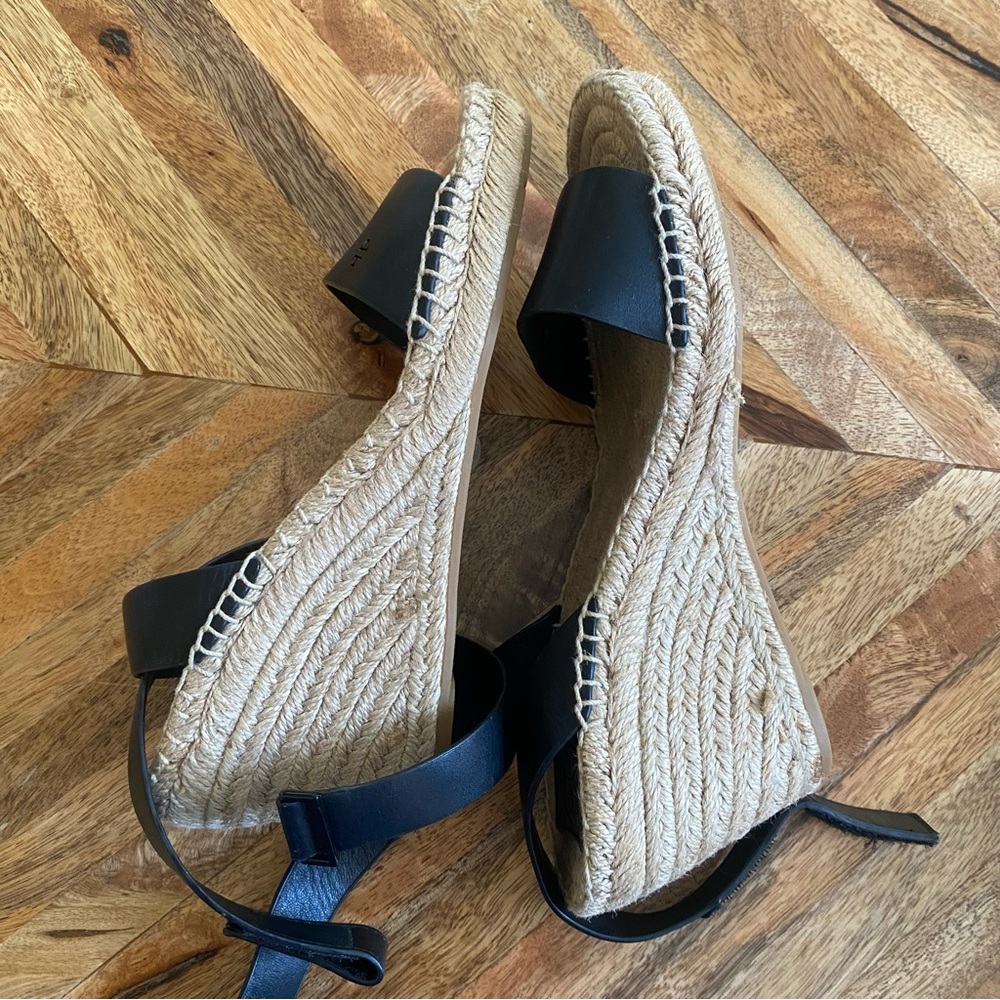 Tory Burch Black and Gold Espadrille Shoes with Cross-Strap Design - Picture 11 of 11